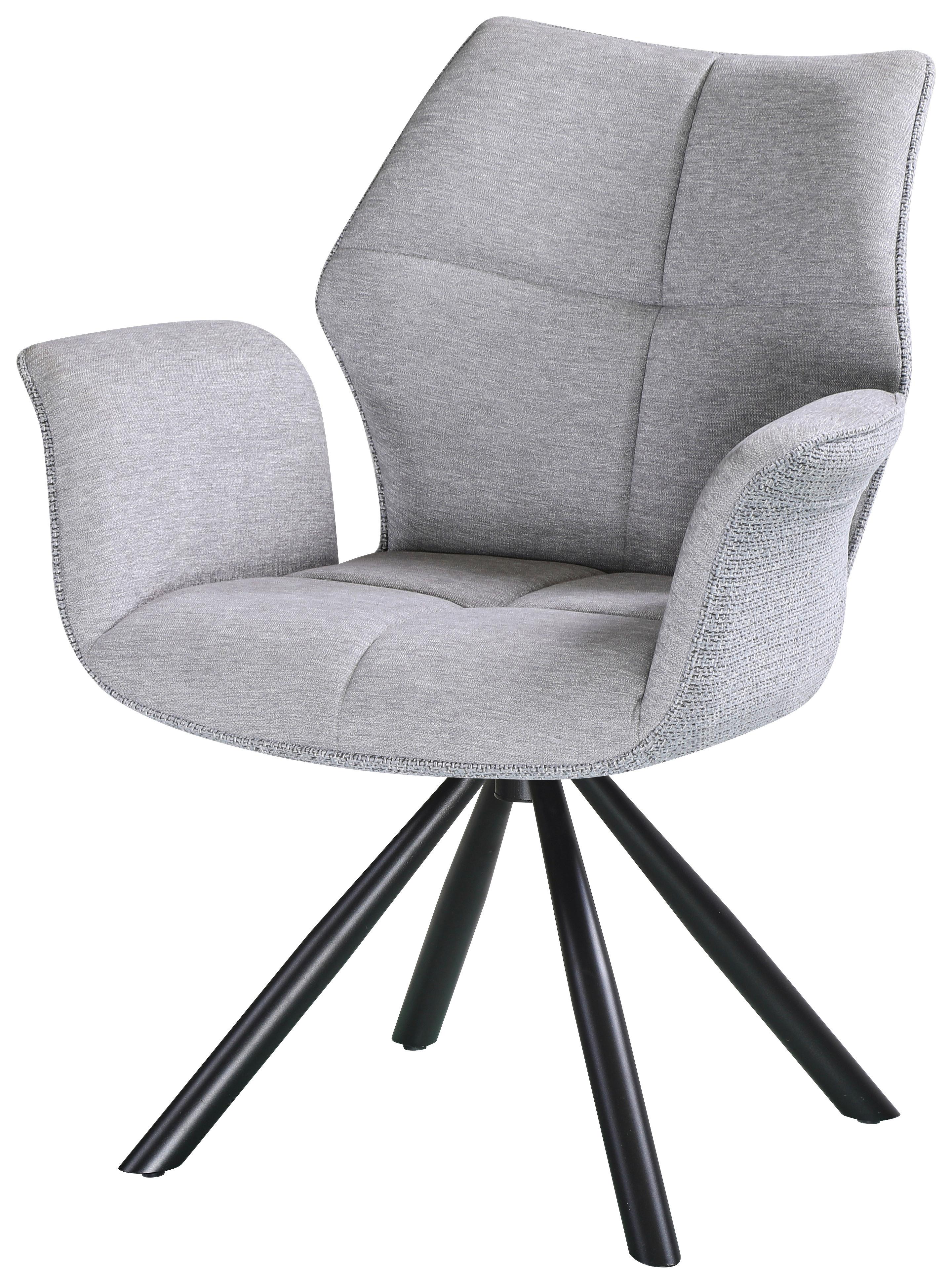 STOL MED ARMSTÖD ANTONIA - grå/svart, Modern, metall/textil (45/88/62cm) - Mömax