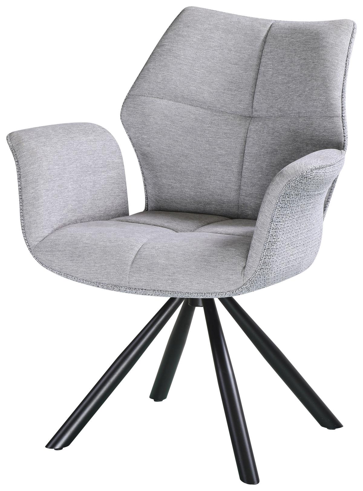 Naslanjač Antonia - siva/črna, Moderno, kovina/tekstil (45/88/62cm) - Mömax