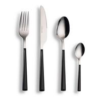 Besteckset Basic Schwarz/Silber 16-teilig - Silberfarben/Schwarz, Basics, Metall - Echtwerk