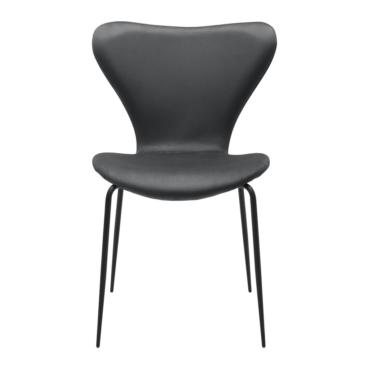 Stuhl Alicia Dunkelgrau Samt Gepolstert - Dunkelgrau/Schwarz, MODERN, Holz/Textil (53/82,5/53cm) - Bessagi Home