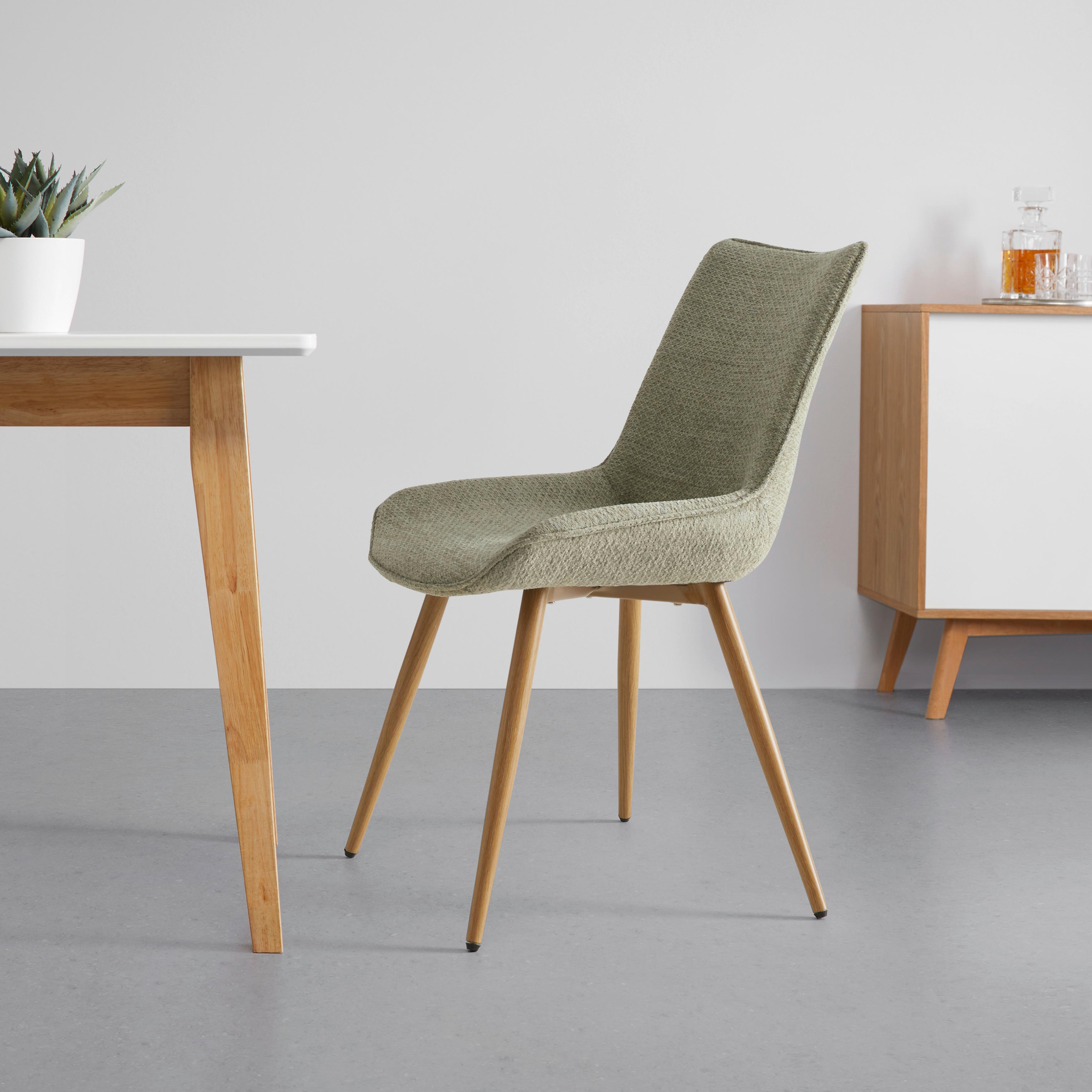 STOL LOU - ljusgrön/ekfärgad, Modern, metall/trä (52/84/60cm) - Mömax