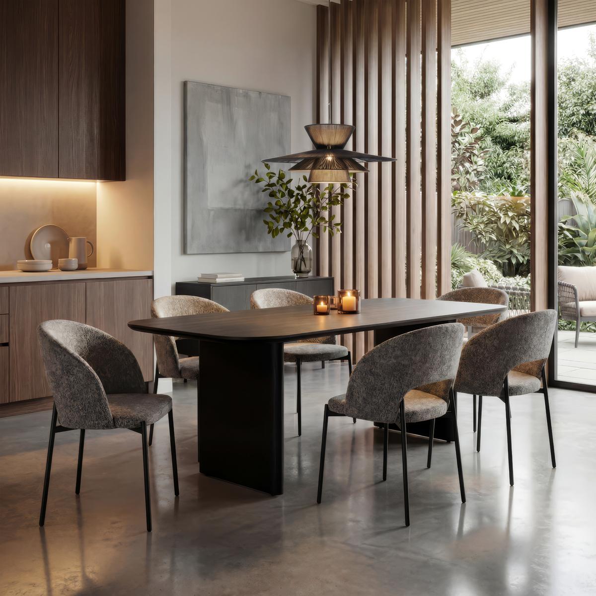 Stuhl Nadiya Braun Leinenoptik Gepolstert - Schwarz/Braun, MODERN, Holz/Textil (52/78/56cm) - Bessagi Home