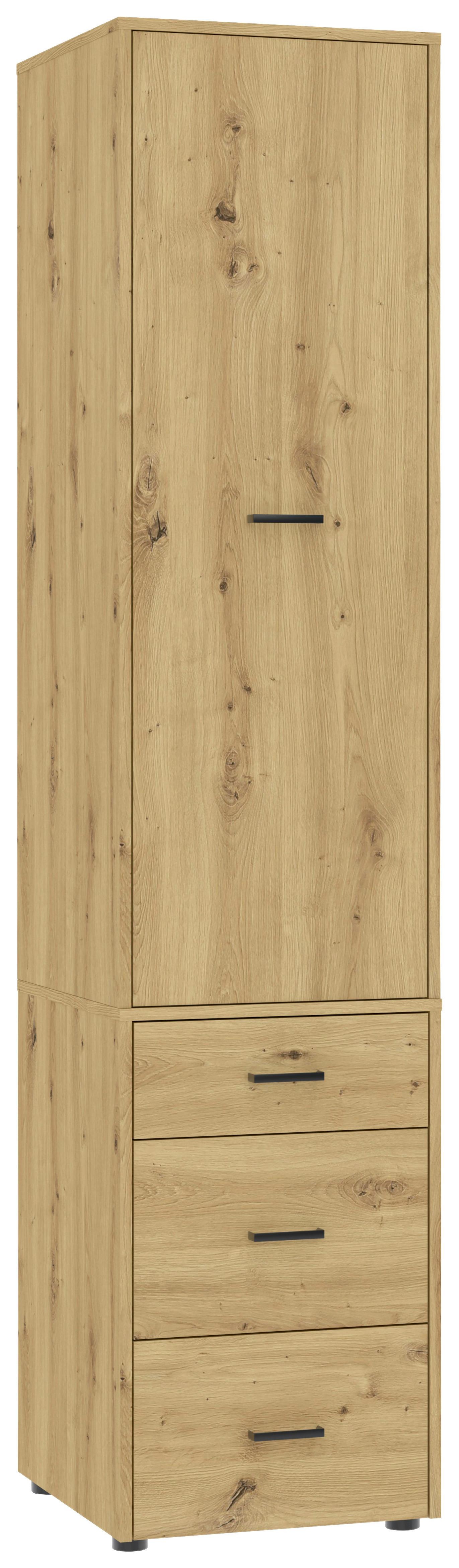 Kleiderschrank Kivo Eiche Artisan - Schwarz/Eiche Artisan, Basics, Holzwerkstoff/Kunststoff (45/199,6/52,1cm) - Based