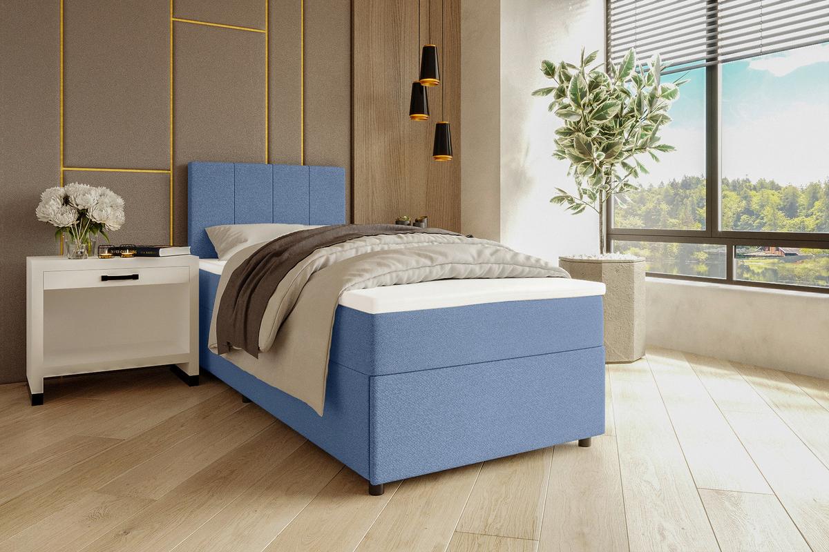 Boxbett Odin Blau ca. 90x200cm - Blau/Schwarz, KONVENTIONELL, Kunststoff/Textil (90/200cm) - Based