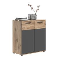 Kommode Mason ca. 80x87 cm Eiche/Grau - Eichefarben/Grau, Holzwerkstoff/Kunststoff (80/87/40cm) - MID.YOU