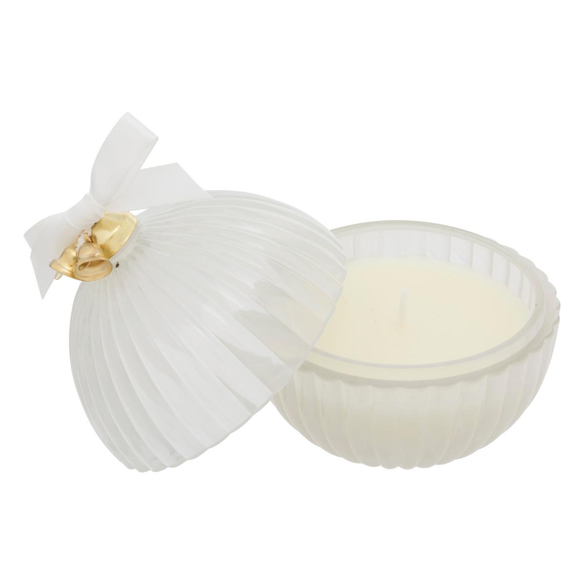 Lumânare în pahar de sticlă Ball, cca. 50 g - verde închis/alb, Modern, sticlă/materiale naturale (7,9/8,6cm)