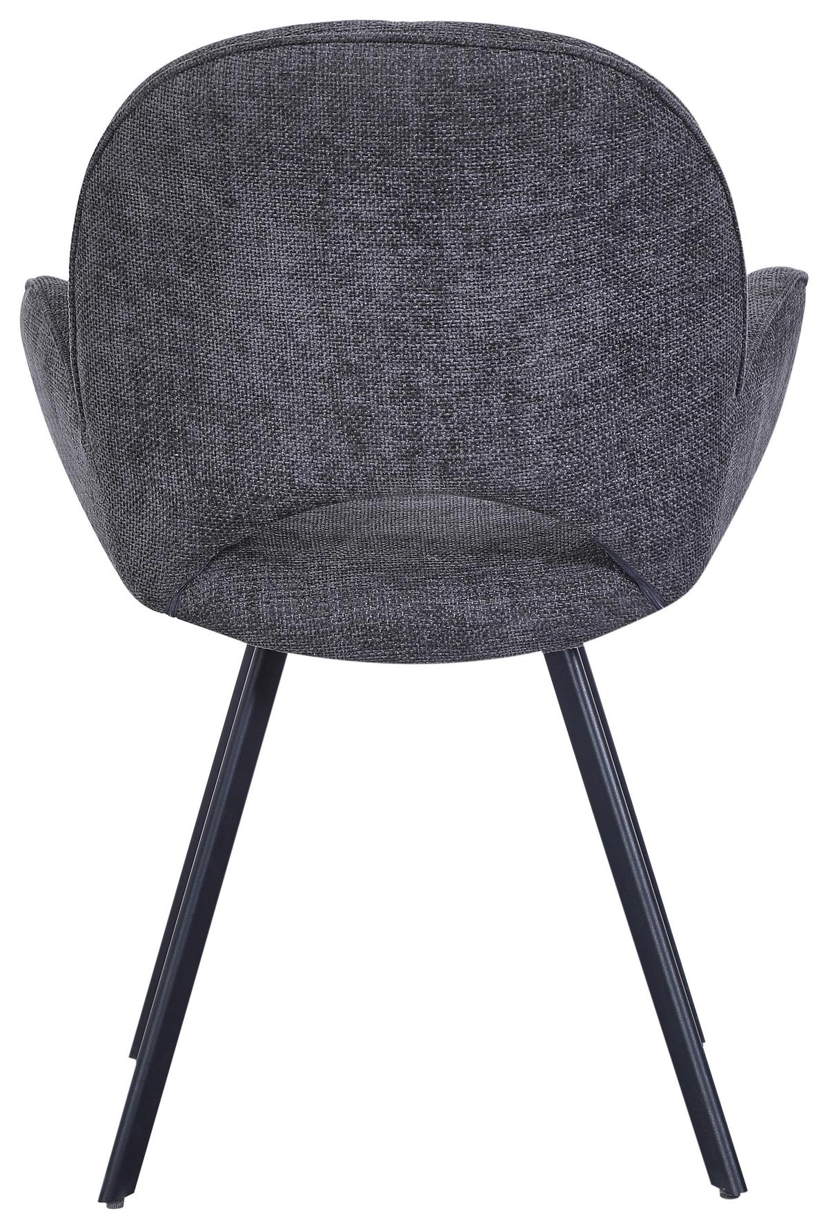 KRZESŁO Z PODŁOKIETNIKAMI CARLOTTA - czarny/szary, Modern, metal/tkanina (61/88/62cm) - MID.YOU