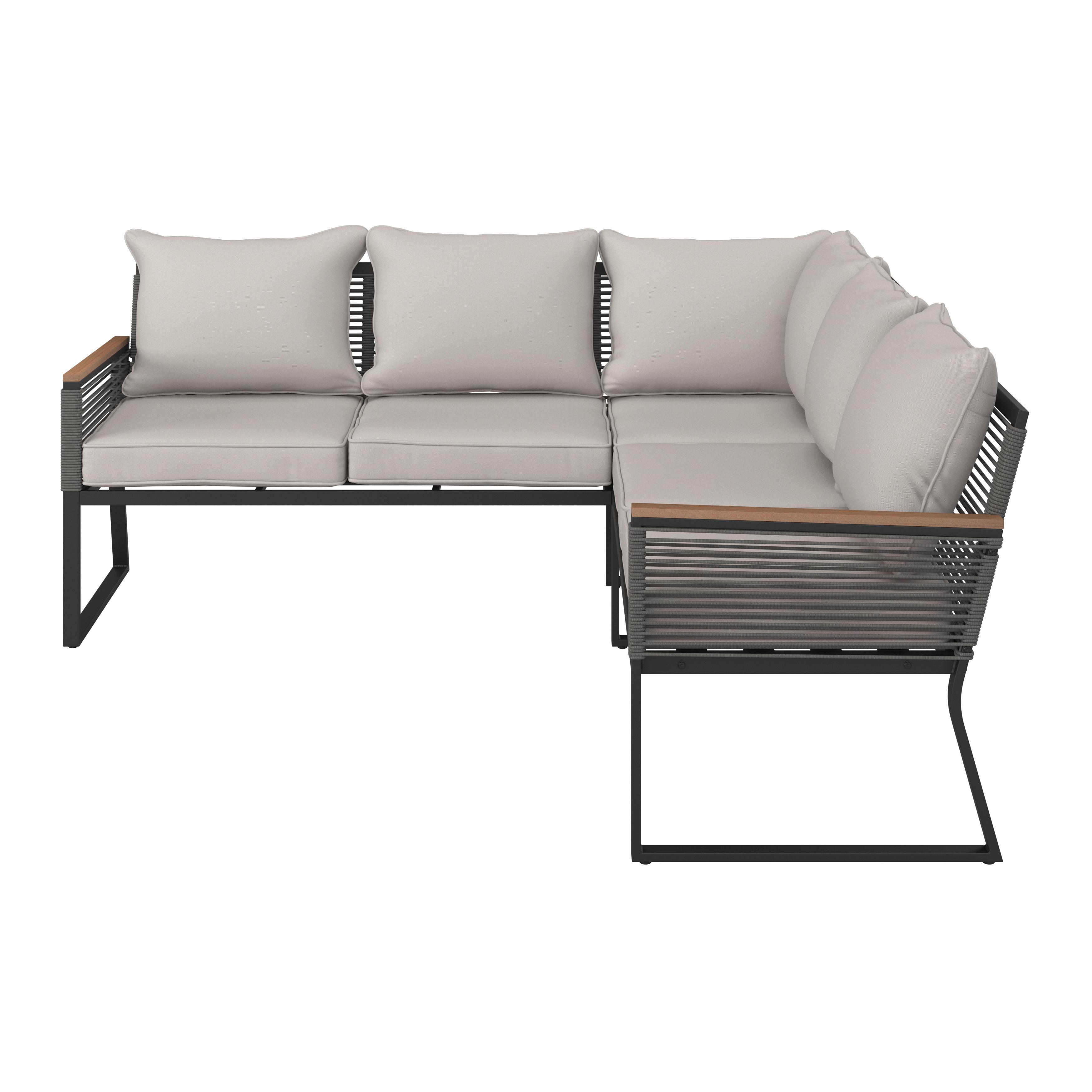 LOUNGESET SONORA - ljusgrå/svart, Modern, metall/glas (181/73/65cm) - Bessagi Garden