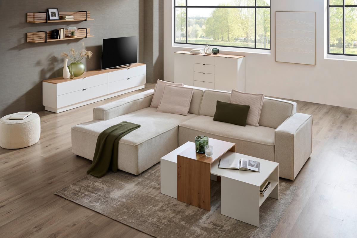 SZAFKA RTV DIANA   -HOM IN- - czarny/biały, Modern, materiał drewnopochodny/metal (140/62/44cm) - Hom`in