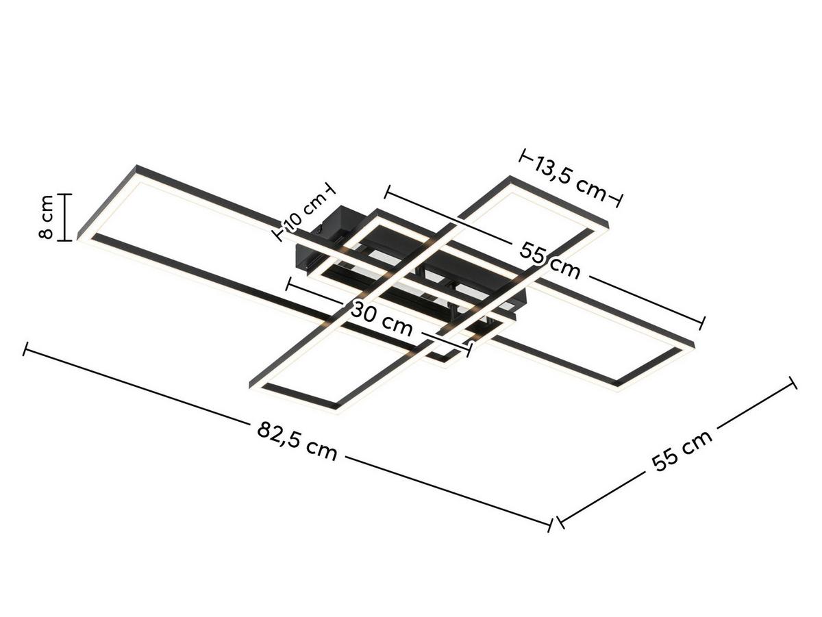 LAMPA SUFITOWA ELISE - czarny/kolor chromowy, Trend, tworzywo sztuczne/metal (82,5/55/8cm) - Novel