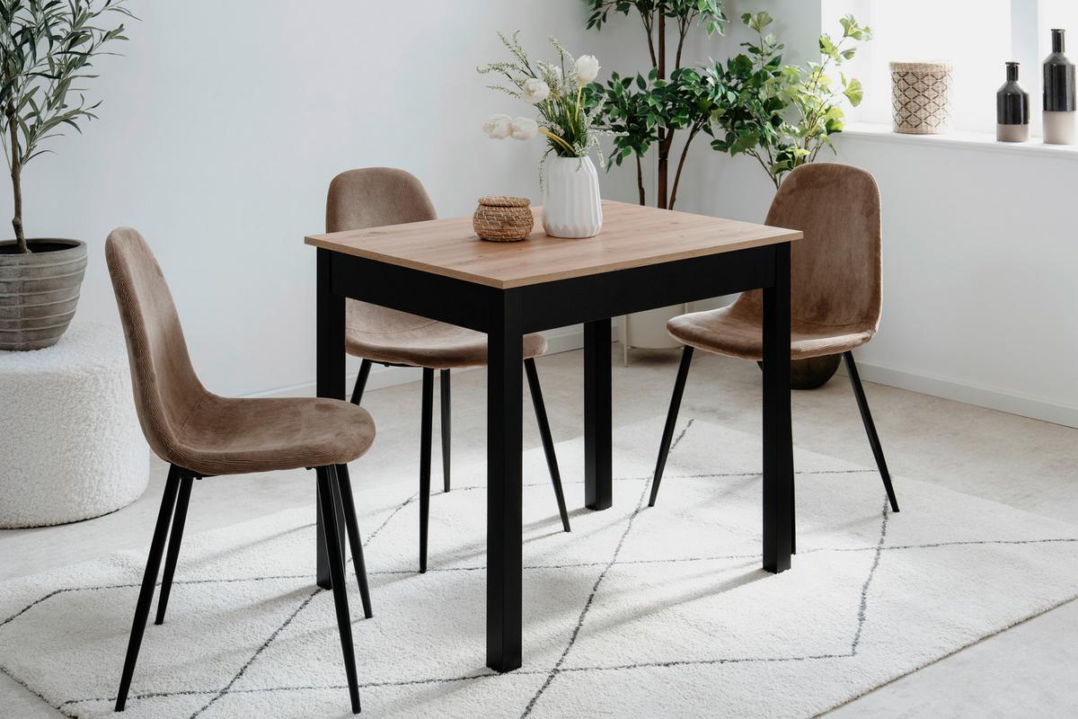 STÓŁ DO JADALNI CAPRI 81B - czarny/dąb artisan, Modern, materiał drewnopochodny (90/67/76cm) - MID.YOU