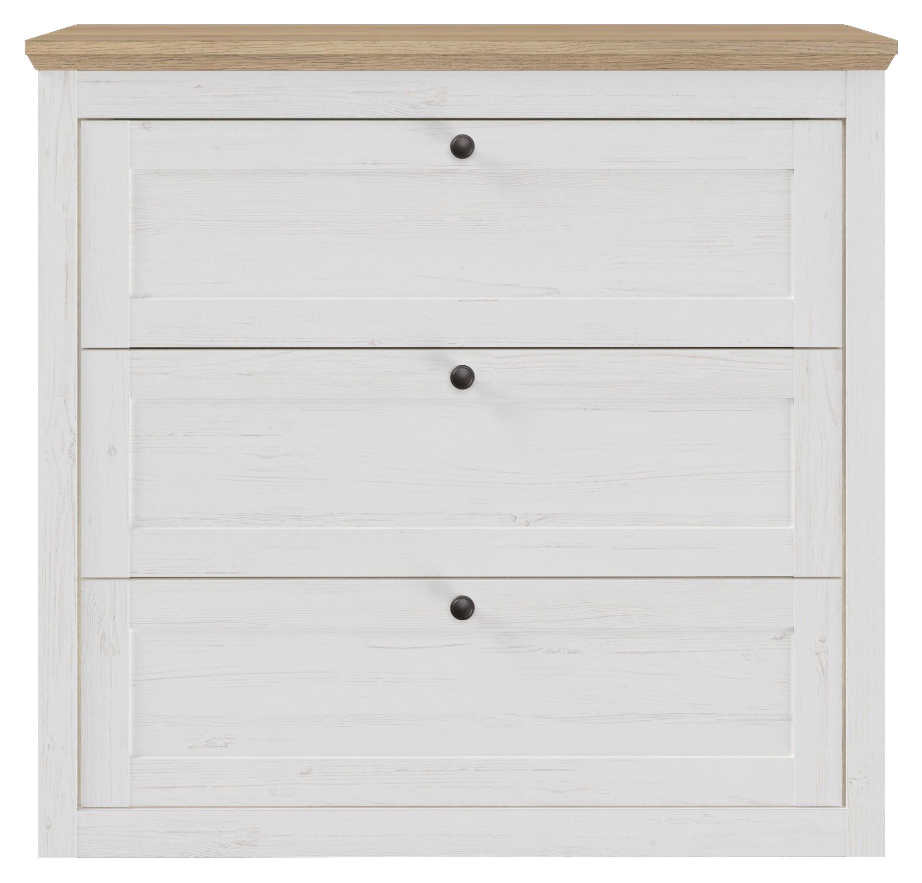 BYRÅ KORSIKA -EXKLUSIV- - svart/ekfärgad, Romantik / Lanthus, metall/trämaterial (89,9/85,1/42,9cm) - Mömax