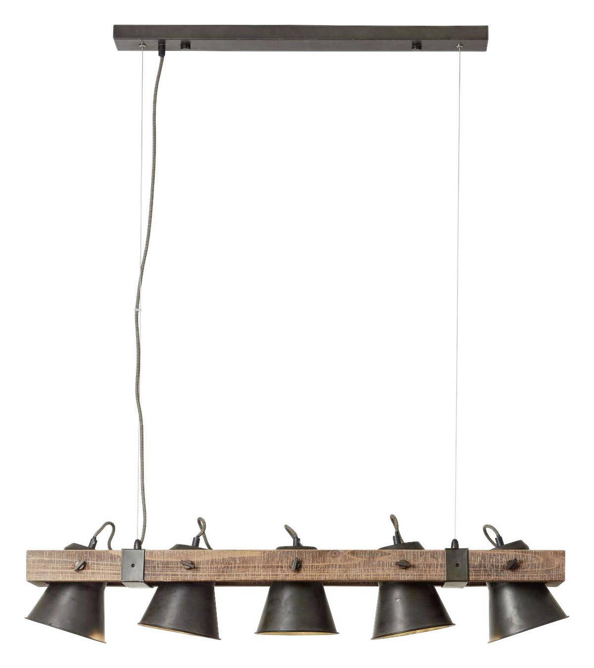 Hängeleuchte Plow Schwarz max. 10 Watt - Schwarz, Natur, Holz/Metall (95/20/115cm) - Brilliant
