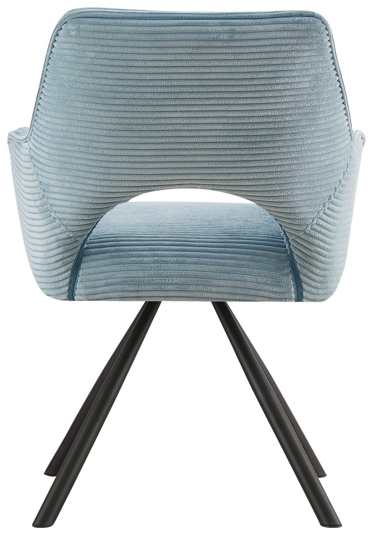 KRZESŁO Z PODŁOKIETNIKAMI JASON -HOM IN EXKLUSIV- - czarny/jasnoniebieski, Design, metal/tkanina (60/85/63cm) - Hom`in