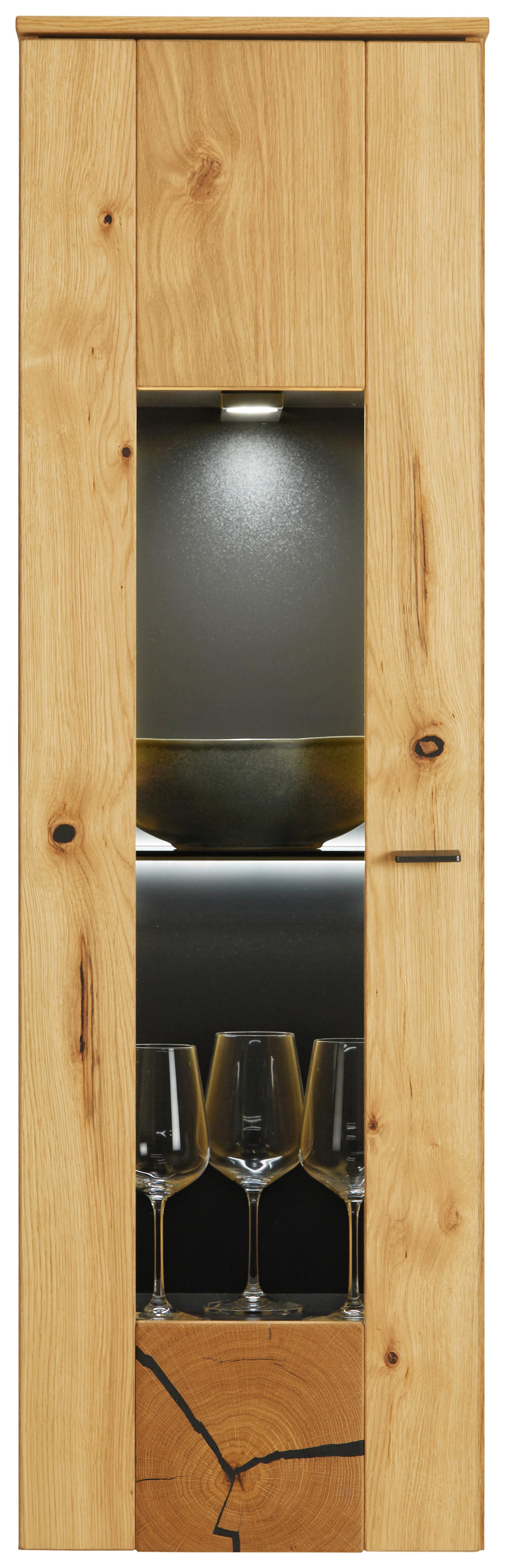 Hängevitrine Stockholm in Wildeiche - Eichefarben/Schwarz, MODERN, Glas/Holzwerkstoff (37/119/38cm) - Premium Living