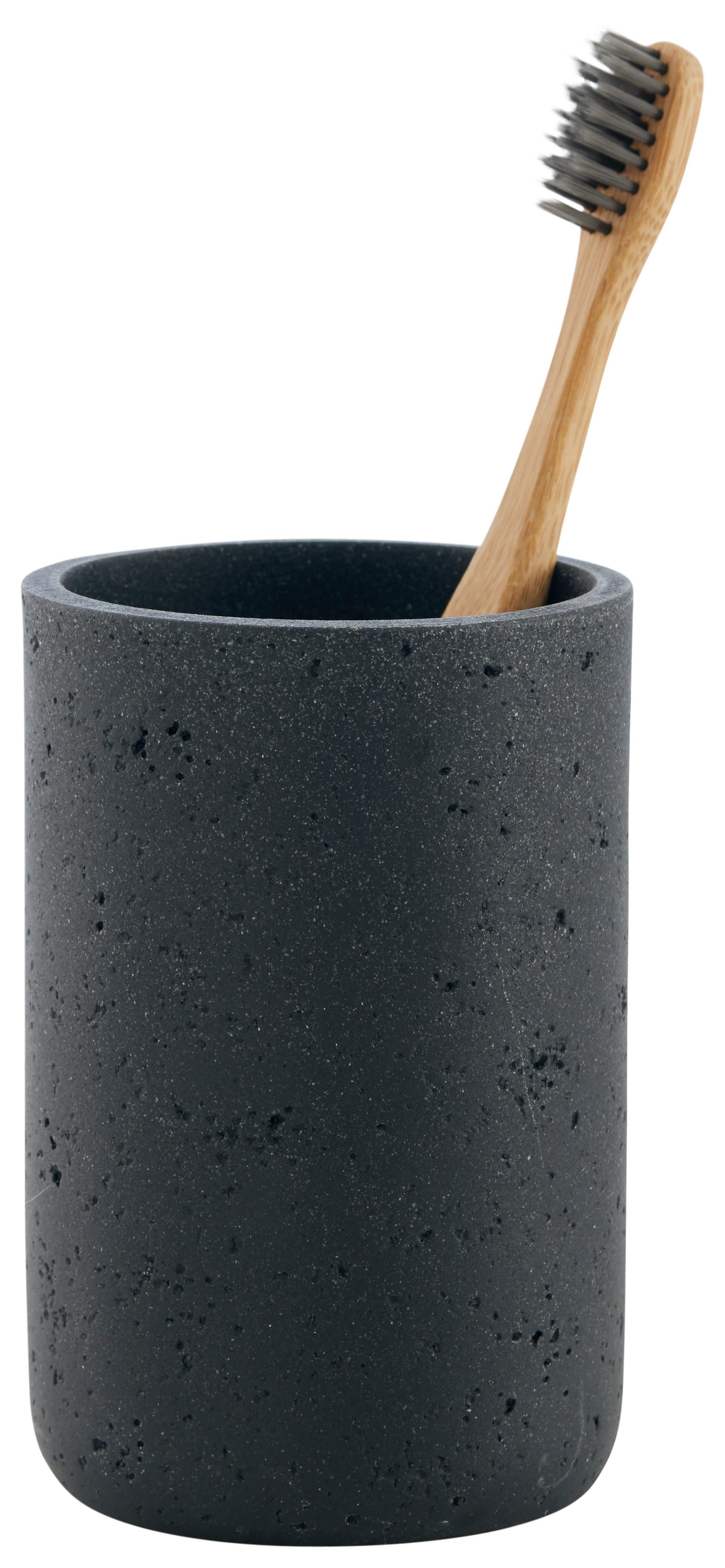 Zahnputzbecher Loki Schwarz Ø ca. 7,6cm - Schwarz, MODERN, Kunststoff (7,6/11,5cm) - Mömax