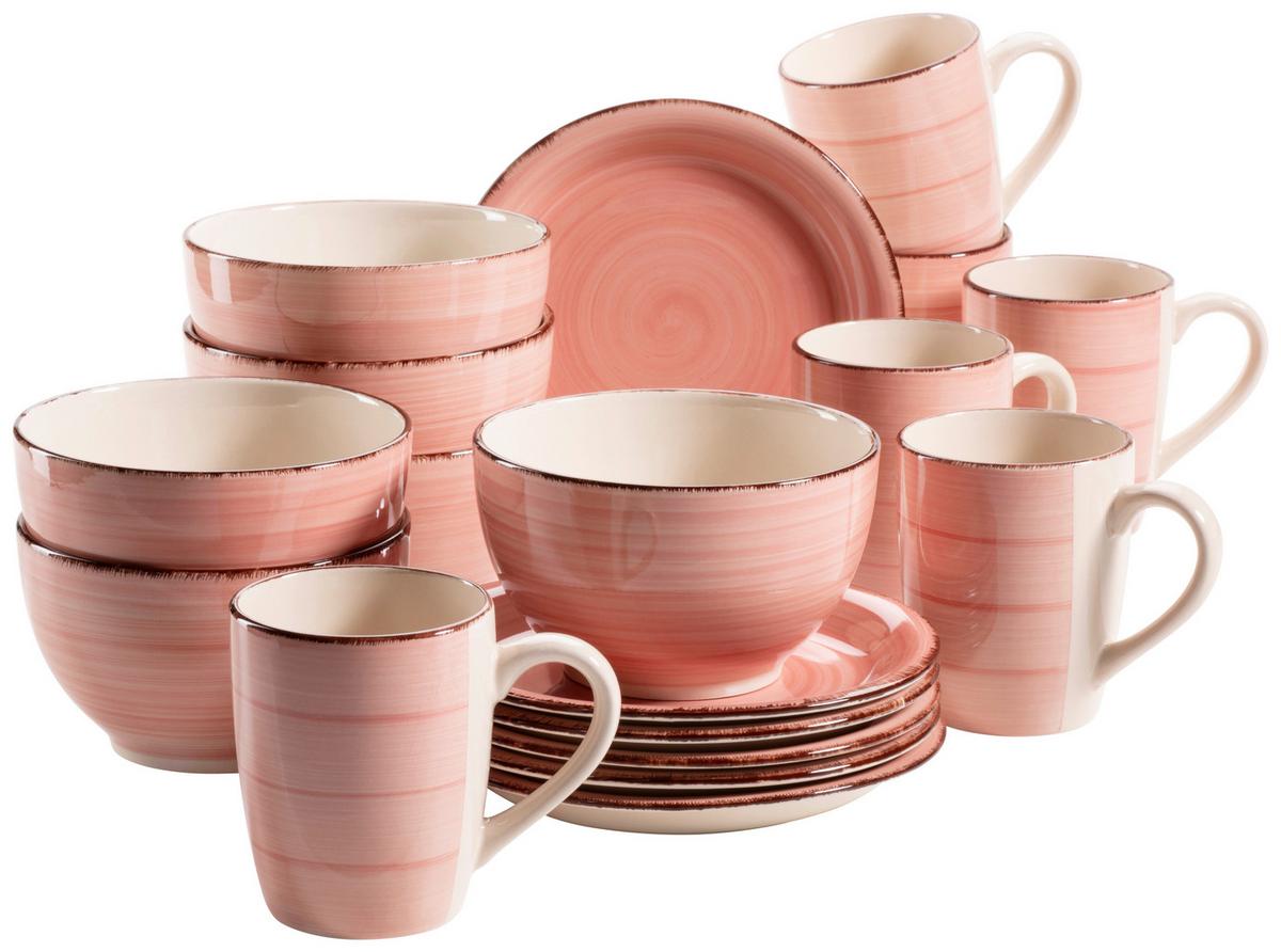 Frühstücksset Lumaca aus Steingut, 18-teilig - Koralle, Basics, Keramik - Mäser