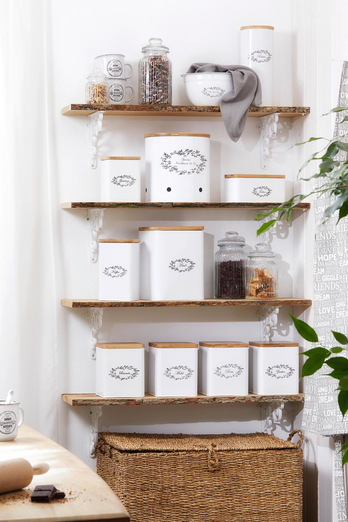 Brotbox Lore Weiss Echtholz - Weiss/Naturfarben, Romantik / Landhaus, Holz/Metall (43,5/20,5/13cm) - Zandiara