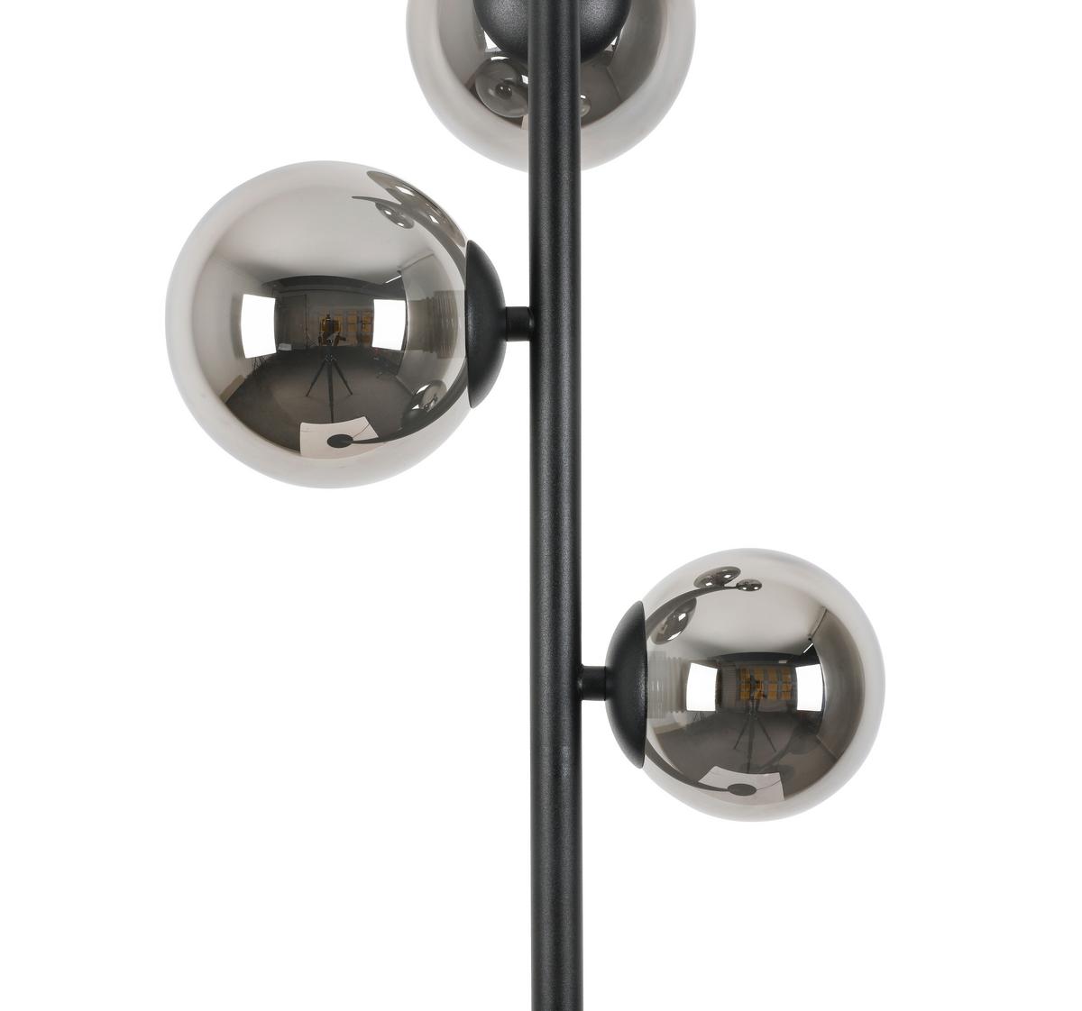 Stehleuchte Lisib in Schwarz/Chrom max. 10 Watt - Chromfarben/Schwarz, ROMANTIK / LANDHAUS, Glas/Metall (27/140cm) - Mömax