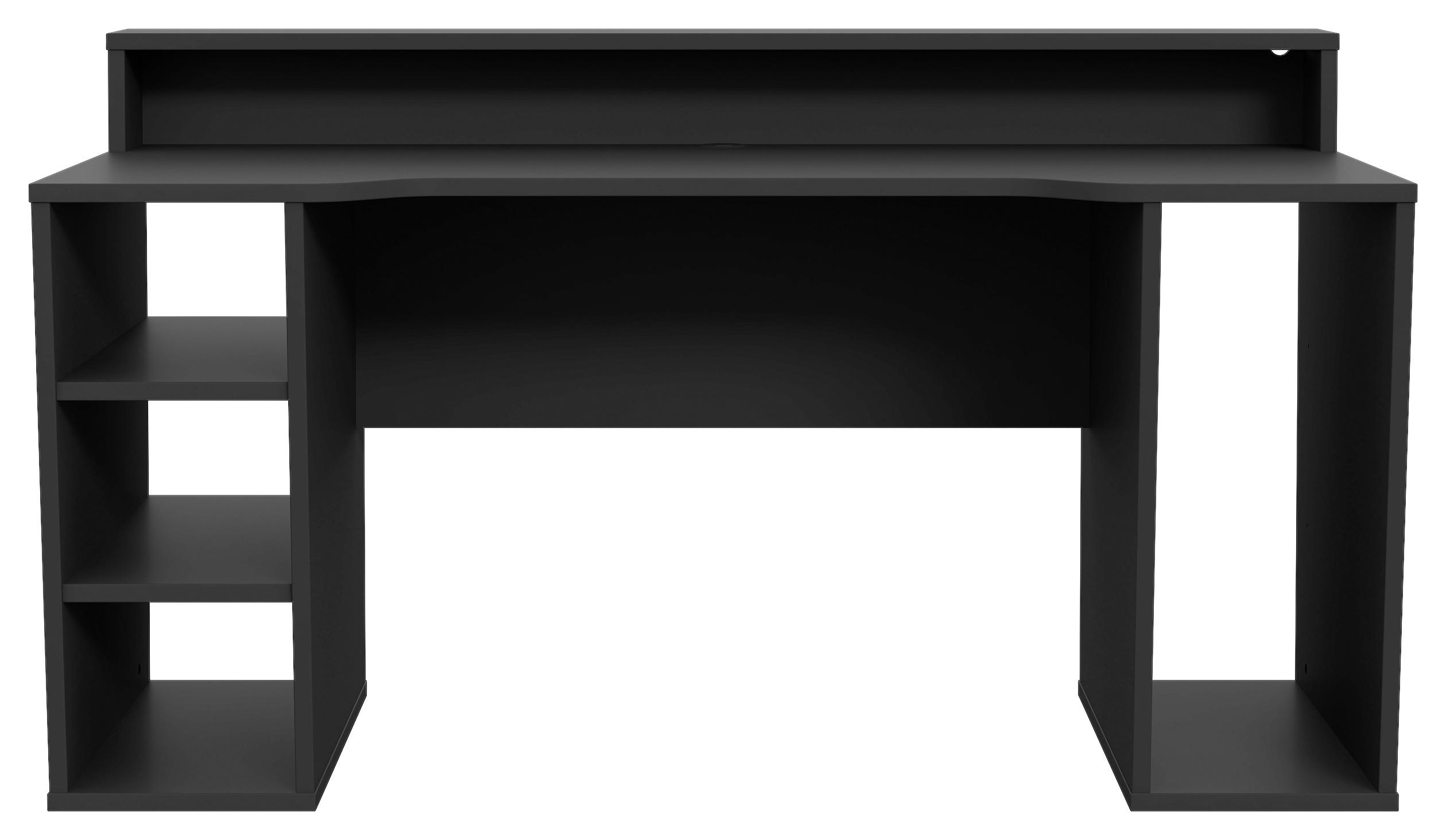 Gamer Asztal Tezaur - Fekete, Basics, Faalapú anyag/Műanyag (160/72/91cm) - MID.YOU