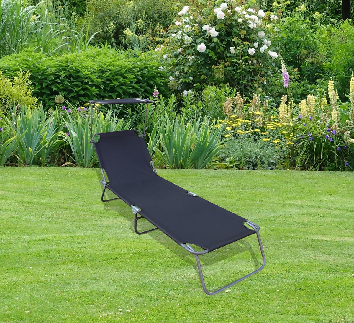 Dreibeinliege Anthrazit - Anthrazit, Basics, Textil/Metall (55/24/185cm) - Ambia Garden