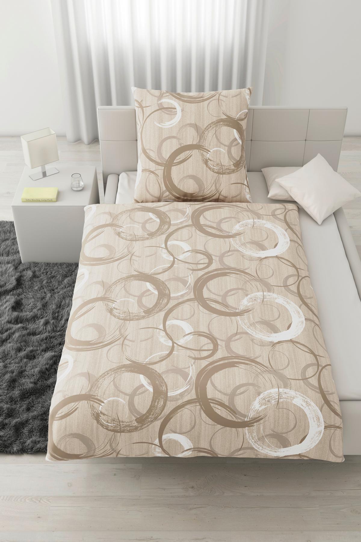 Bettwäsche New Circles Beige ca. 135x200cm - Beige, Textil (135/200cm) - Modern Living