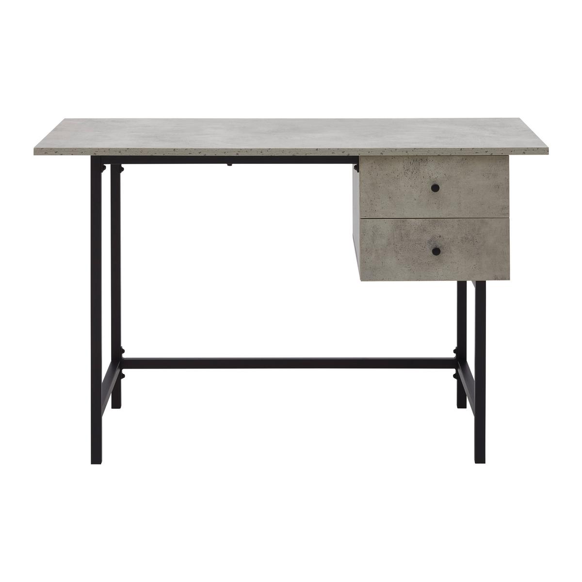Schreibtisch Donetta Grau MDF ca. 120x60 cm - Schwarz/Grau, MODERN, Kunststoff/Metall (120/60/75cm) - Bessagi Home