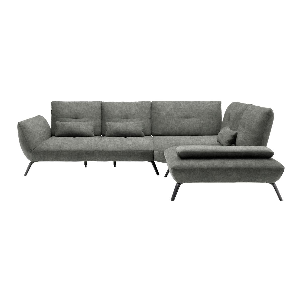 Wohnlandschaft Trendy Dunkelgrau - Dunkelgrau/Schwarz, MODERN, Holzwerkstoff/Textil (310/93/250cm) - Premium Living