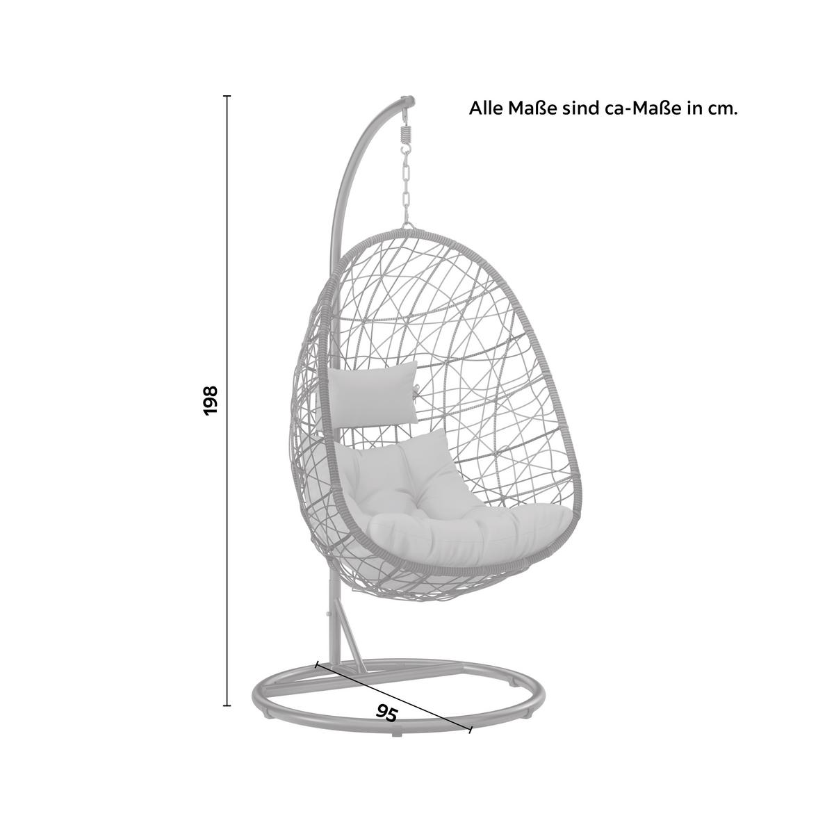 Hängesessel Kreta Braun/Schwarz/Hellgrau - Hellgrau/Schwarz, Basics, Kunststoff/Textil (95/195/95cm) - Mömax