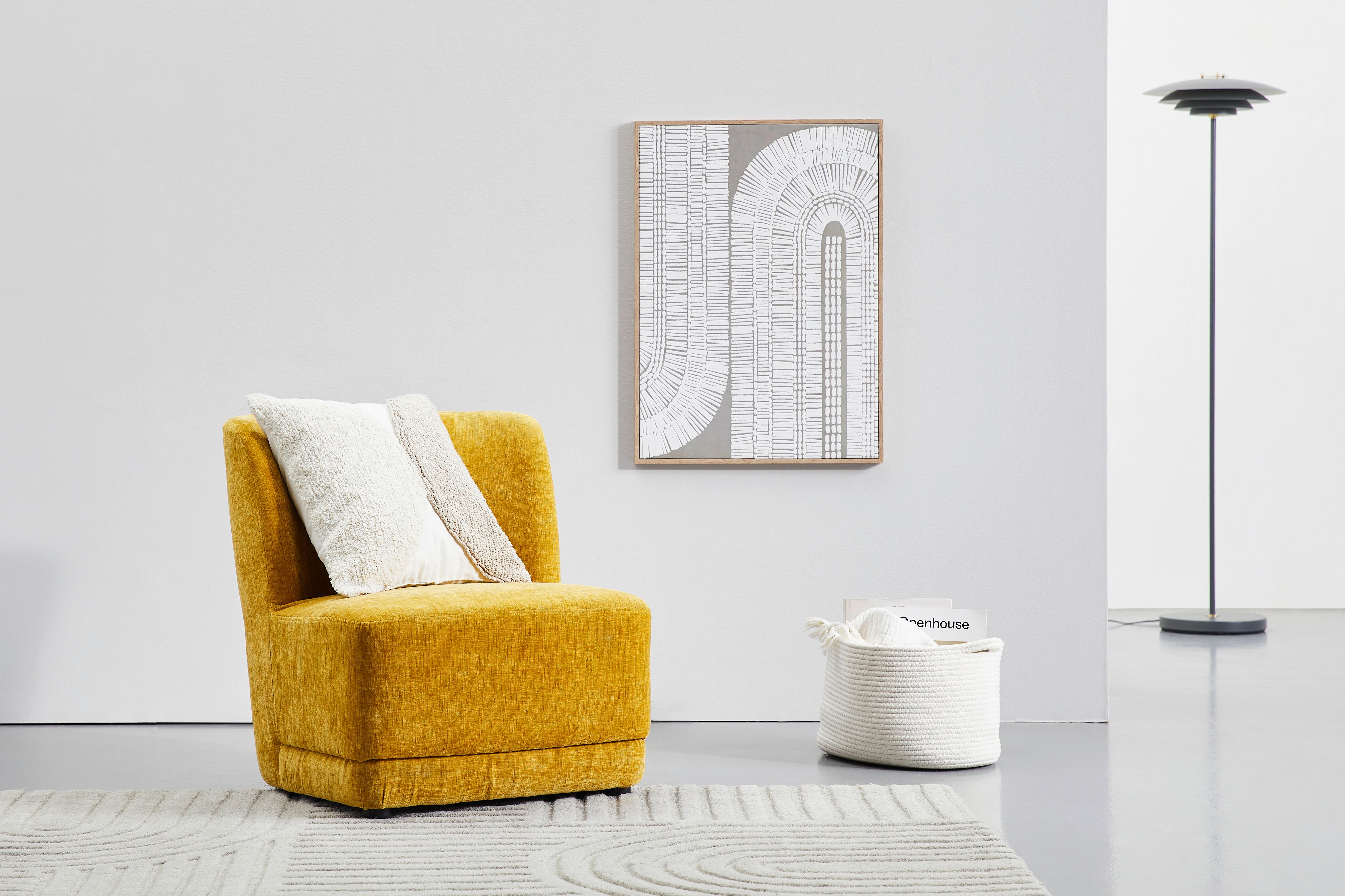 FOTEL POLSTER - żółty, Design, drewno/tkanina (64/71/73cm) - MID.YOU