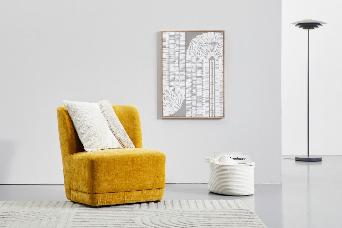 FOTEL POLSTER - żółty, Design, drewno/tkanina (64/71/73cm) - MID.YOU
