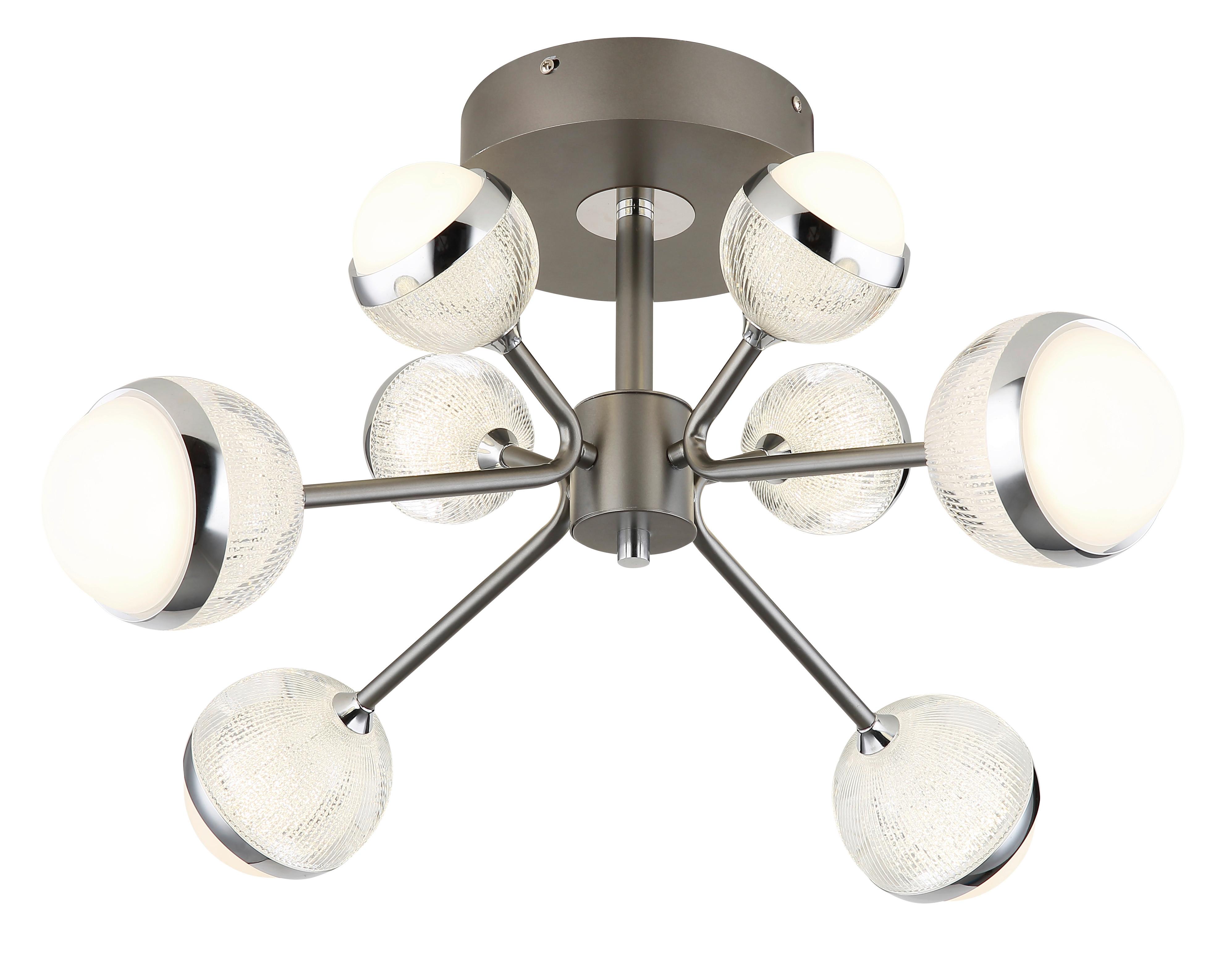 Led Svjetiljka Stropna 56011-8d - boje titana/prozirno, Konvencionalno, metal/plastika (61/29cm) - Globo