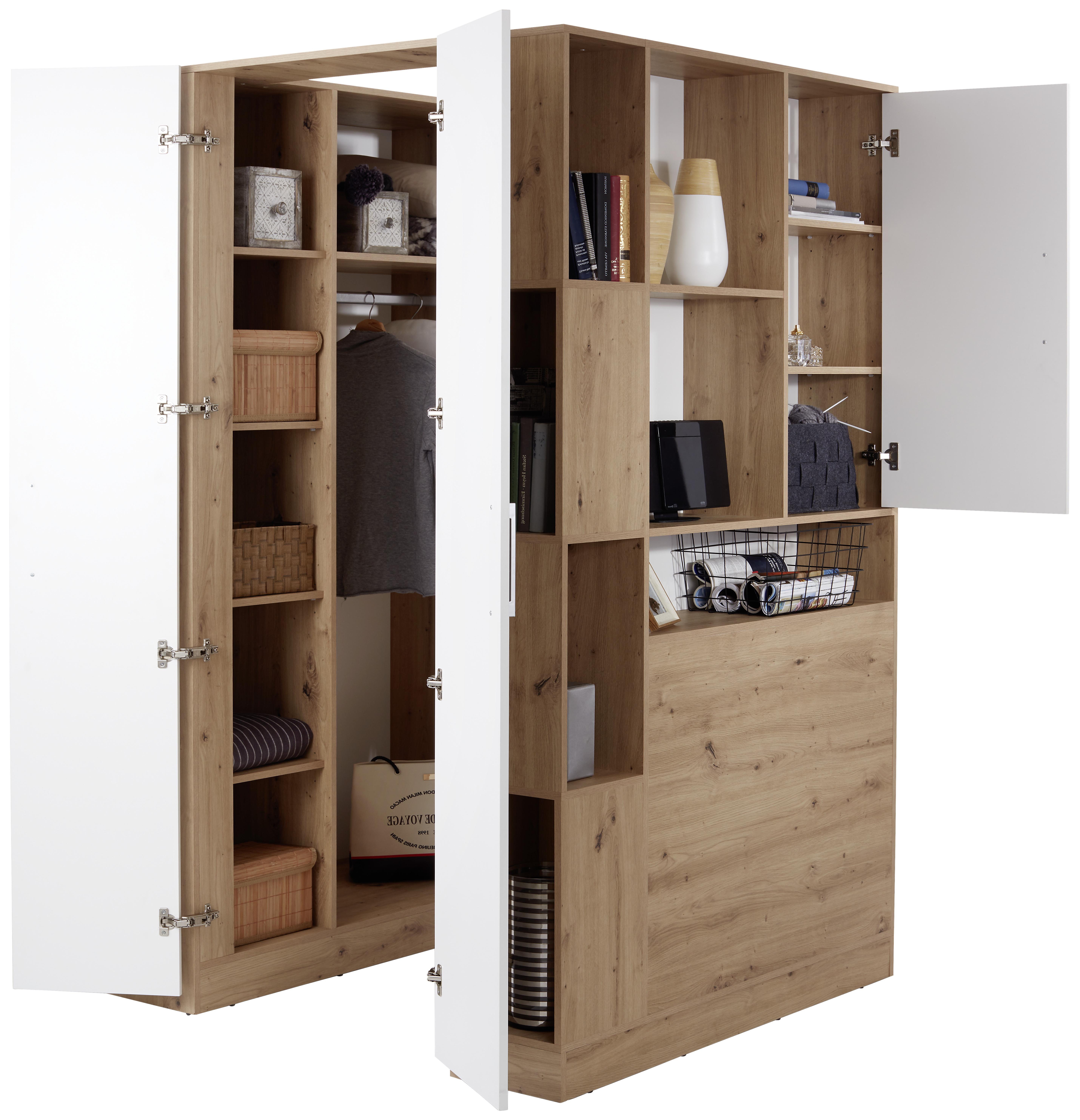 Ormar Kutni Box - bijela/hrast Artisan, Moderno, drvni materijal (150/205/120cm) - Modern Living