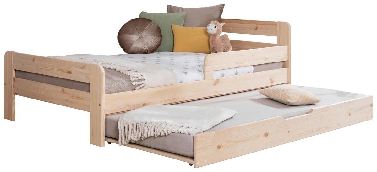 Bett Bennet mit Ausziehbett ca. 120x200 cm Kiefer Natur - Naturfarben, MODERN, Holz (120/200cm) - MID.YOU
