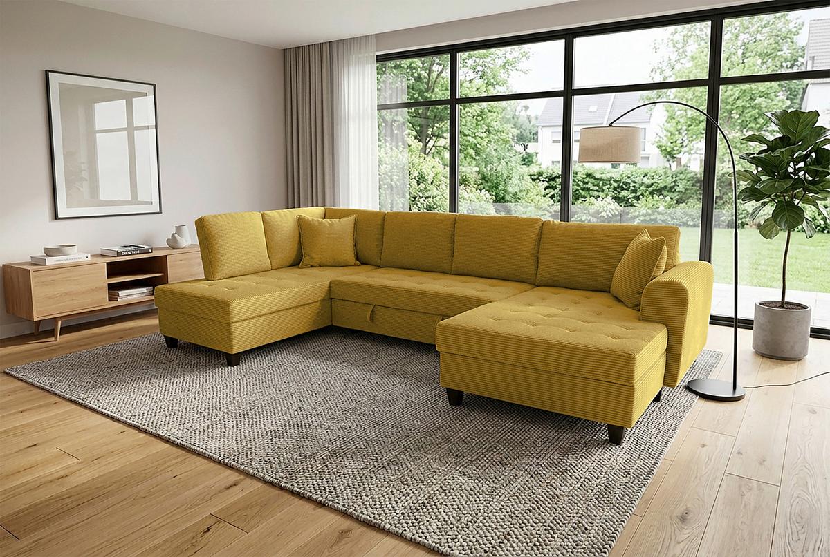 Kutna Garnitura Moritz - boje senfa, Trend, tekstil (178/324/155cm) - Modern Living