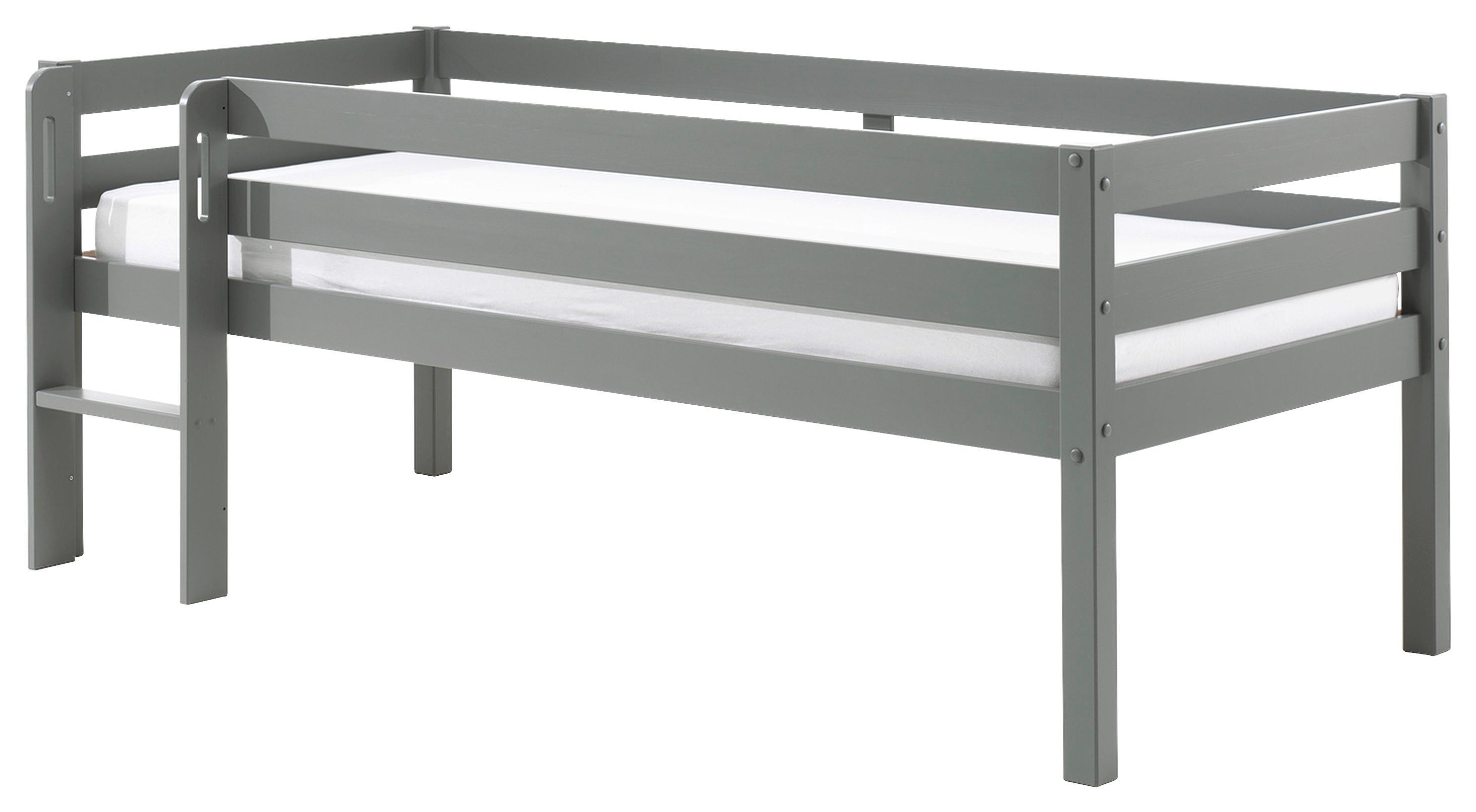 Hochbett Pino ca.90x200cm Kiefer Massiv Grau - Grau, MODERN, Holz/Holzwerkstoff (90/200cm) - MID.YOU
