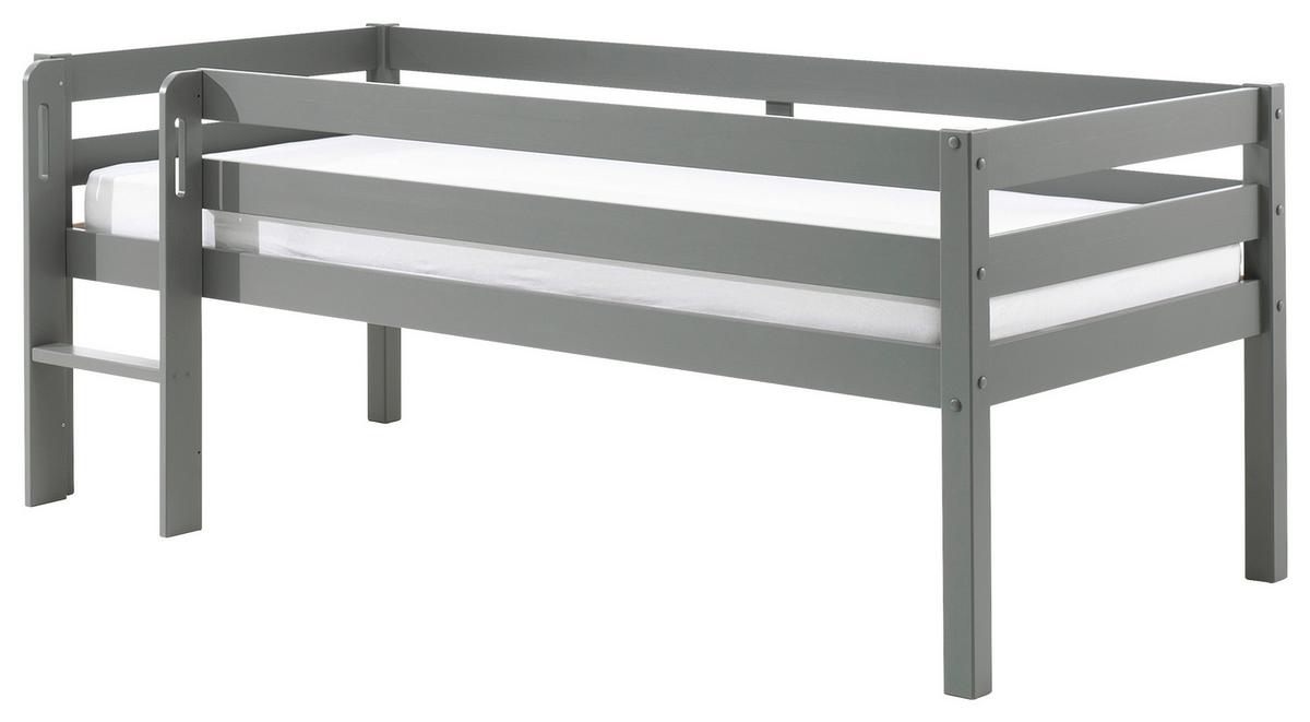 Hochbett Pino ca.90x200cm Kiefer Massiv Grau - Grau, MODERN, Holz/Holzwerkstoff (90/200cm) - MID.YOU