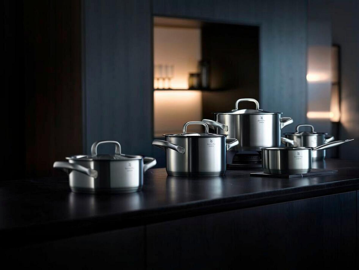 ZESTAW GARNKÓW GOURMET PLUS WMF - kolor stalowy, Basics, metal (50,6/29,4/23,7cm) - WMF