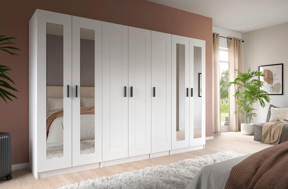 Drehtürenschrank Visby Weiß - Schwarz/Weiß, ROMANTIK / LANDHAUS, Holzwerkstoff/Kunststoff (280/194/56cm) - Livetastic