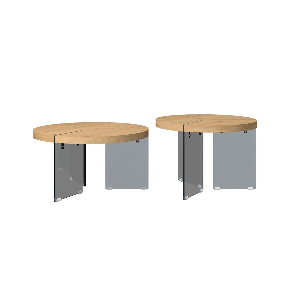 Couchtisch Moreno 2er Set Eichefarben/ Grau - Eichefarben/Dunkelgrau, MODERN, Glas/Holzwerkstoff (80/42,5cm) - Bessagi Home