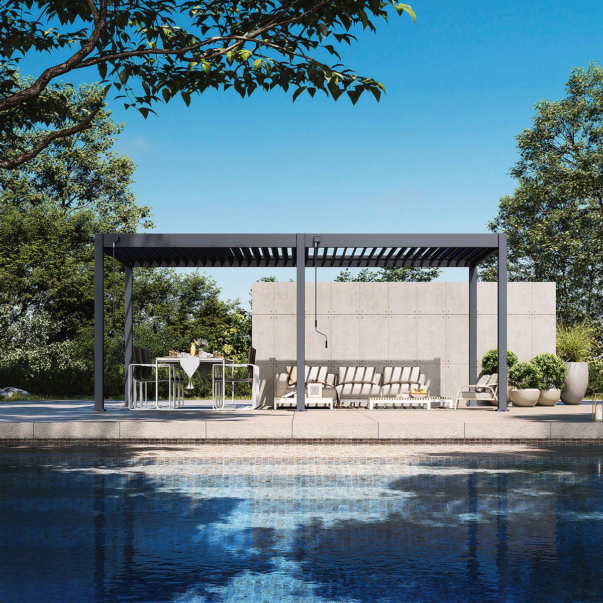 Pergola Trumpf, Antracit, 3x6m - barve grafita, Basics, kovina (300/255/600cm) - Gardenson