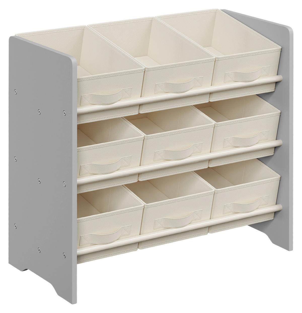 Kinderregal in Grau, Beige ca. 62,5x60x29,5 cm - Beige/Grau, MODERN, Holzwerkstoff/Textil (62,5/60/29,5cm) - MID.YOU