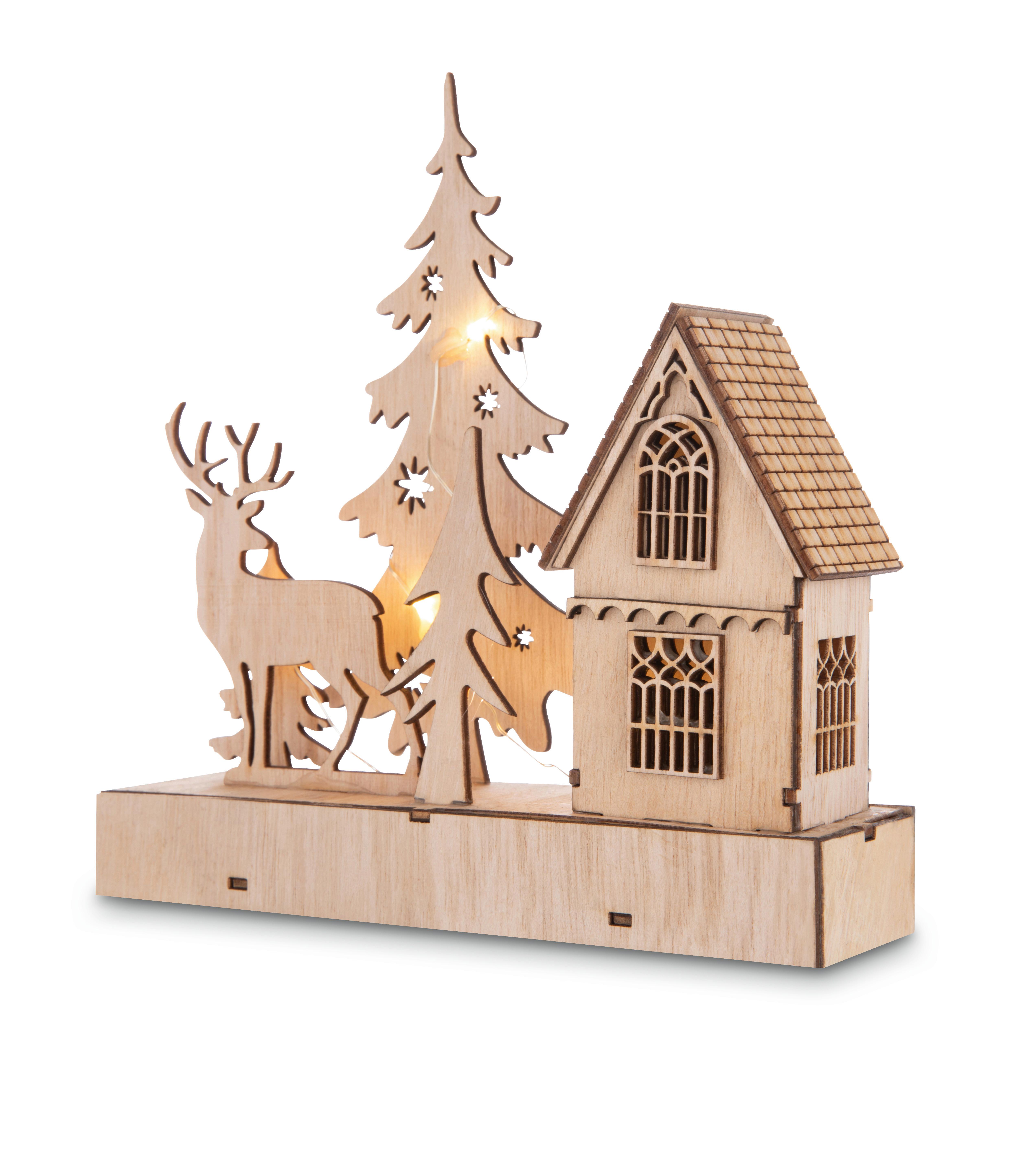 LED-Dekoleuchte Guril in Naturfarben - Naturfarben, Konventionell, Holz (18/5/19cm) - Modern Living