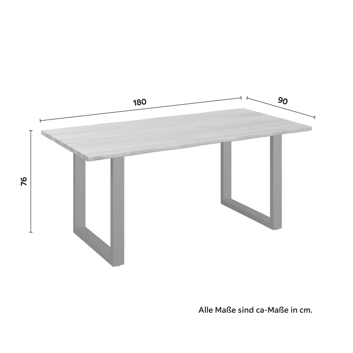 Esstisch Jackie Eichefarben Echtholz ca. 180x90x76 cm - Eichefarben/Schwarz, MODERN, Holz/Metall (180/90/76cm) - Bessagi Home