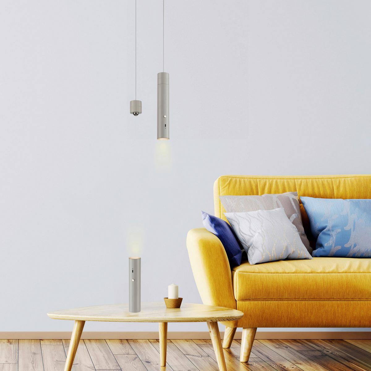 LAMPA WISZĄCA LED 18281-40 ATTACH - greige, Design, tworzywo sztuczne/metal (4/4/200cm)