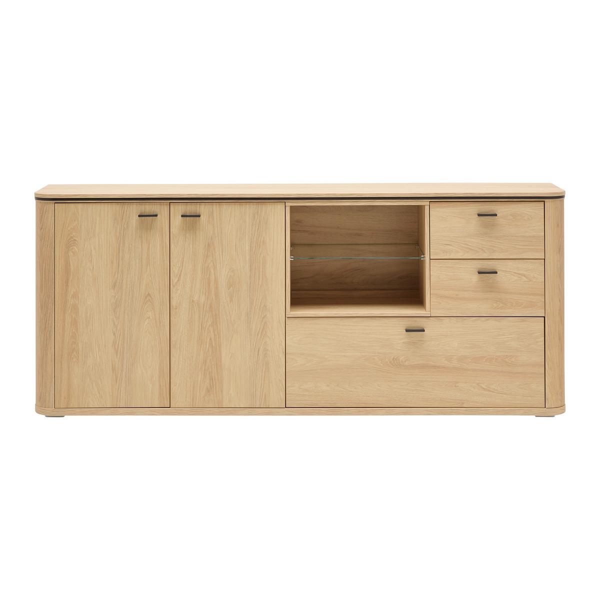 Sideboard Lagos Eichefarben - Eichefarben/Anthrazit, Modern, Glas/Holzwerkstoff (210,2/87,5/42,5cm) - Premium Living