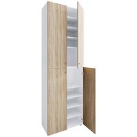 Schuhschrank LONA Weiß ca. 70x220x40cm - Silberfarben/Schwarz, Design, Holzwerkstoff/Kunststoff (70/220/40cm) - MID.YOU