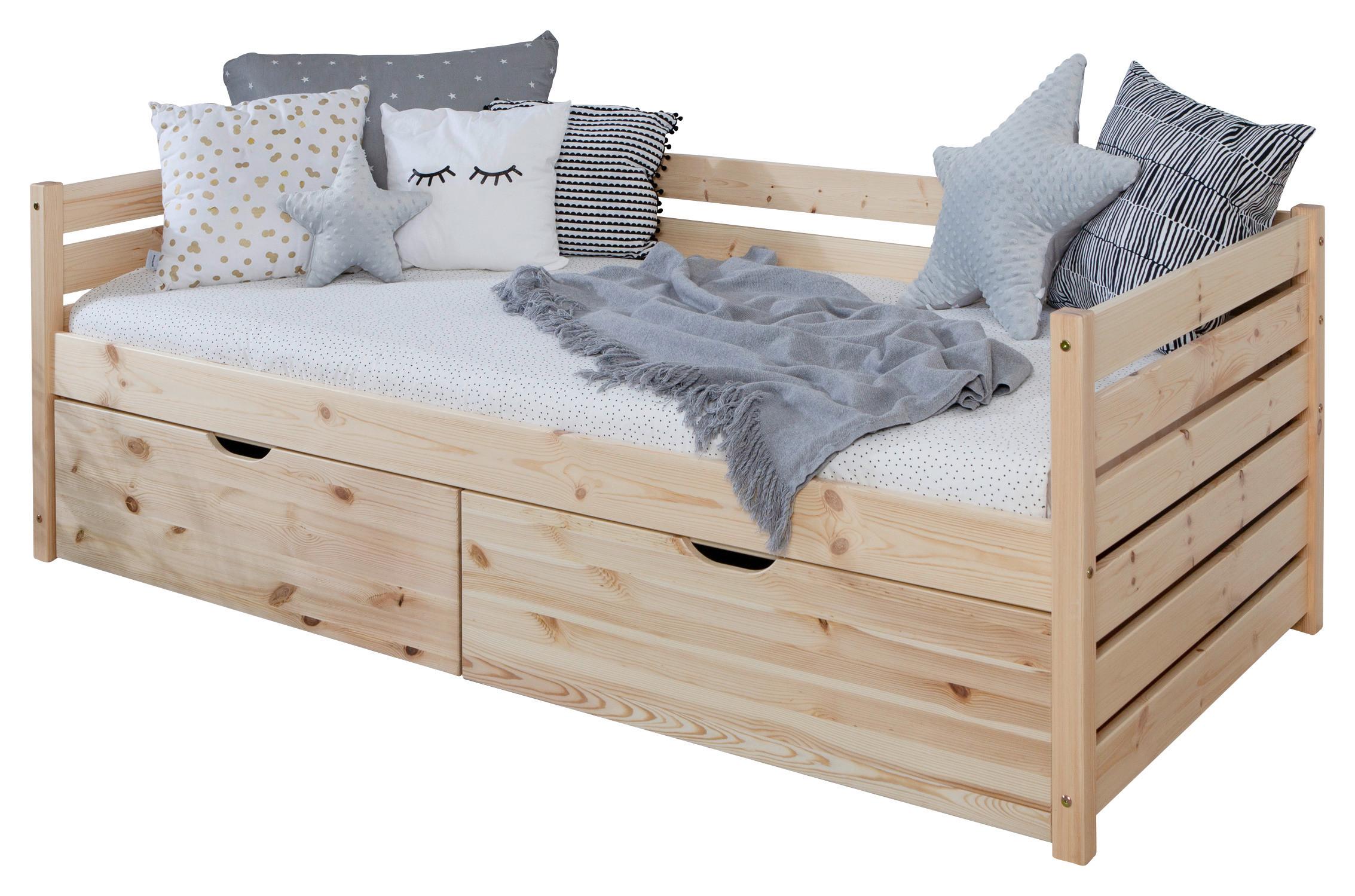 Stauraumbett Naomi mit 2 Schubkästen ca.90x200cm Kiefer - Naturfarben, MODERN, Holz (90/200cm) - MID.YOU