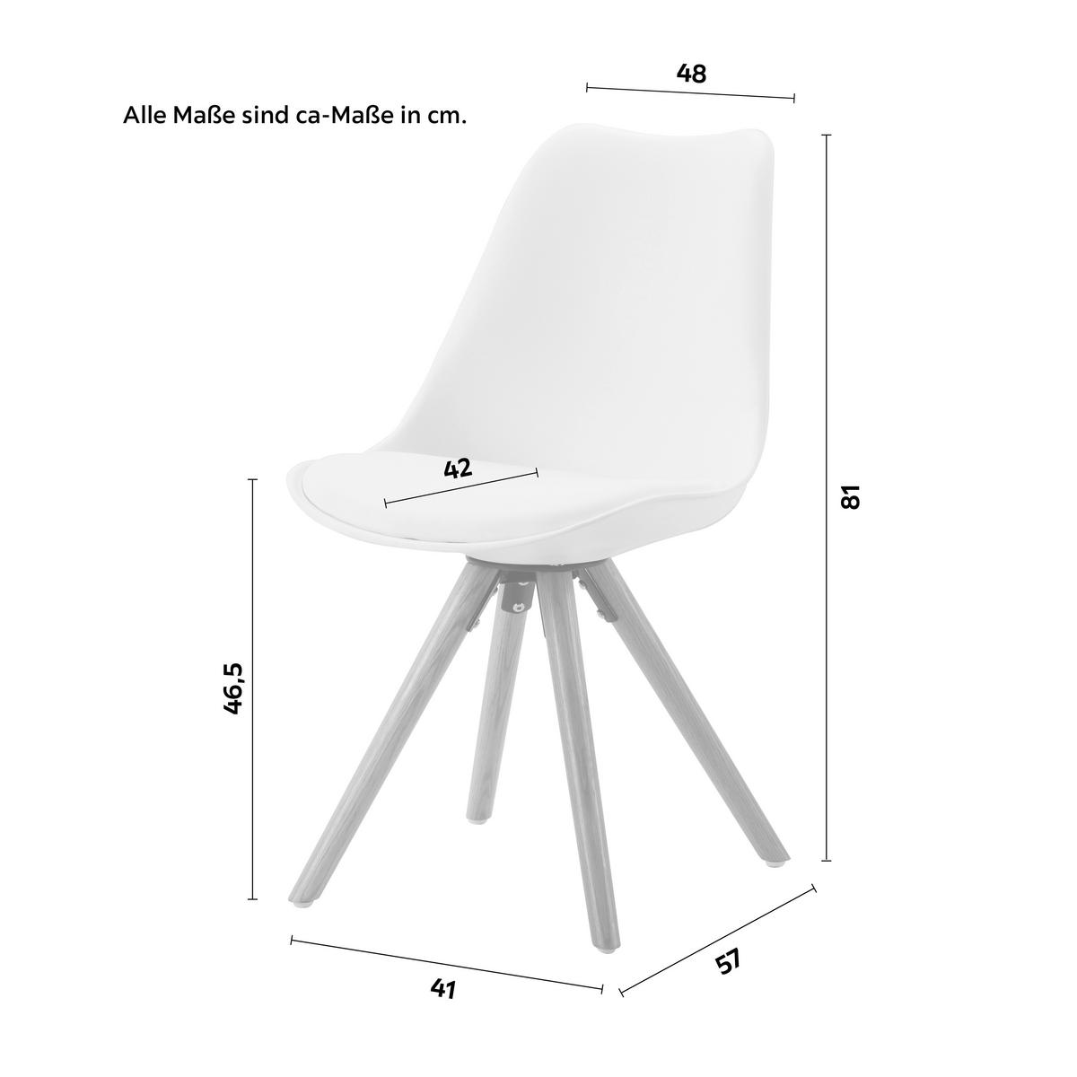 Stuhl in Weiss - Weiss/Eichefarben, Modern, Holz/Kunststoff (48/81/57cm) - Mömax