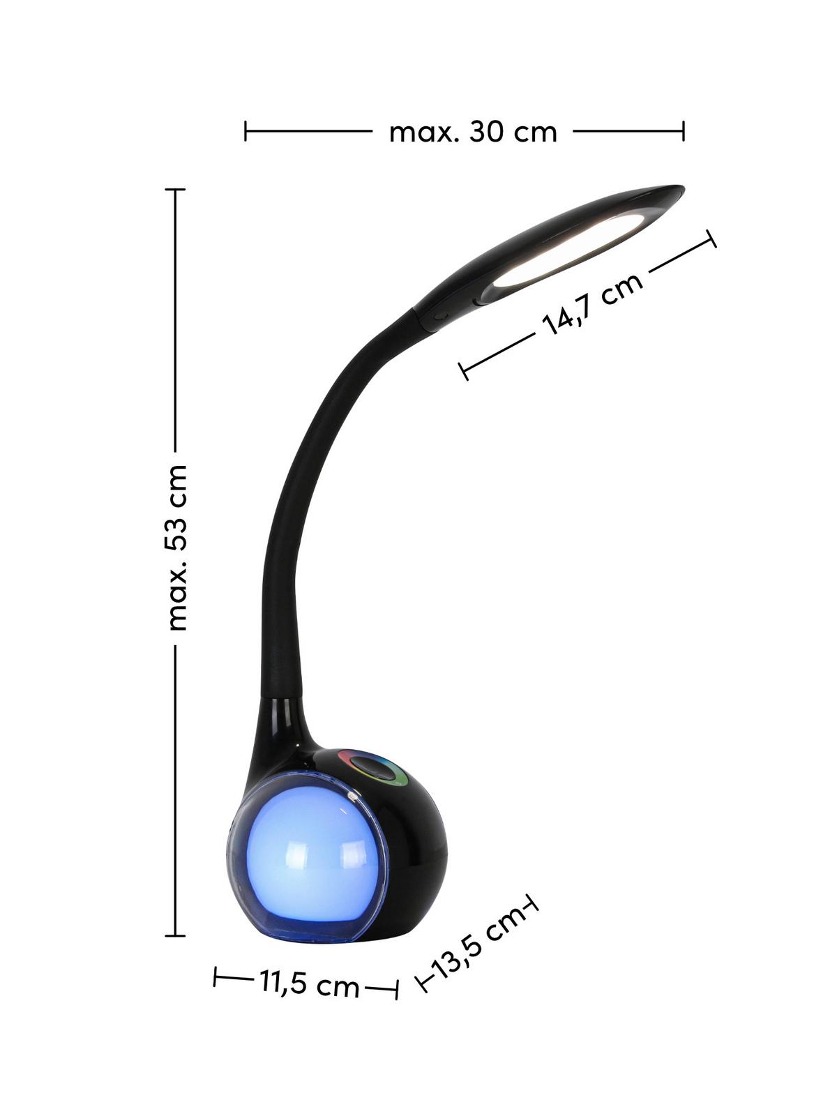 Lampă de birou cu LED Nihat - negru/transparent, Modern, plastic/metal (max 30/13,5/max 53cm) - Mömax